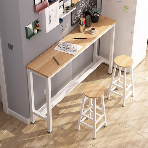 靠墙吧台桌高脚桌家用简约现代小吧台阳台餐桌长条高桌子奶茶店桌