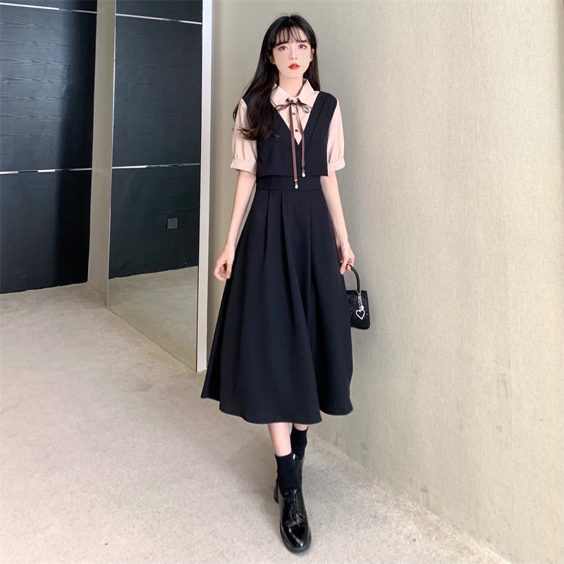 18岁成人礼礼服女高中生微胖女孩裙子钢琴演奏学生学院风连衣裙夏