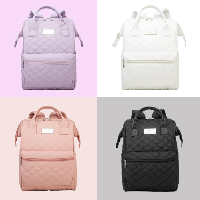 新款时尚纯色休闲多功能大容量收纳笔记本电脑手提双肩背包学院风