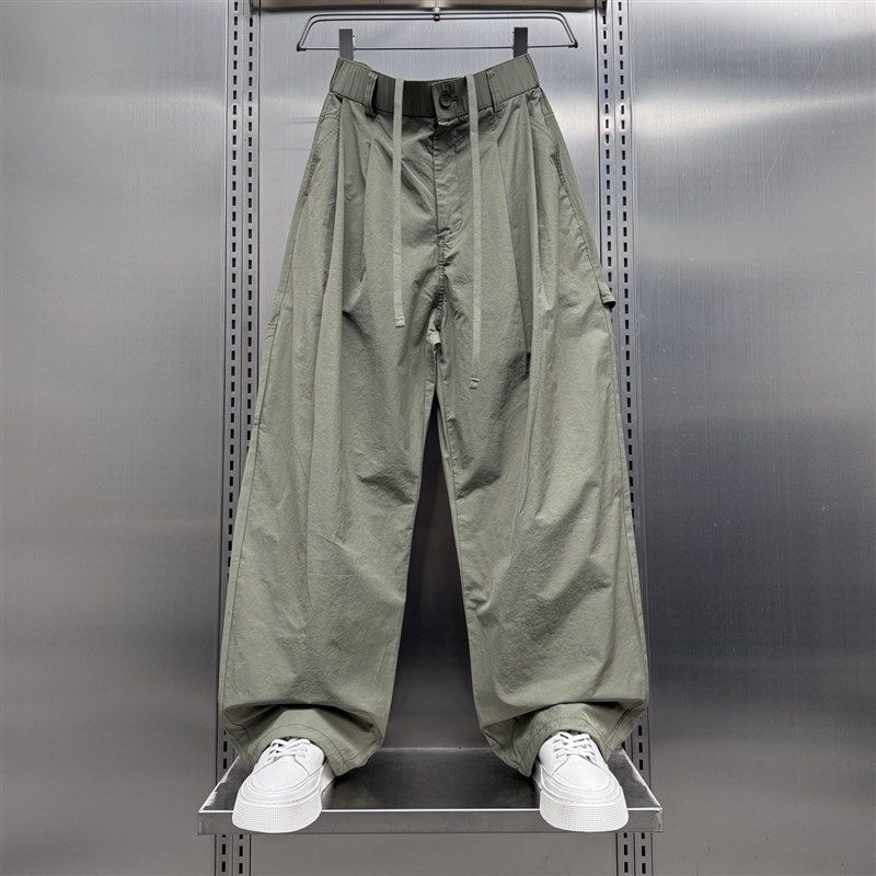 2025夏季新款潮牌日系宽松阔腿工装裤男士户外休闲速干直筒弯刀裤,男装,休闲裤,淘宝优惠券,粉丝福利购,淘宝优惠卷