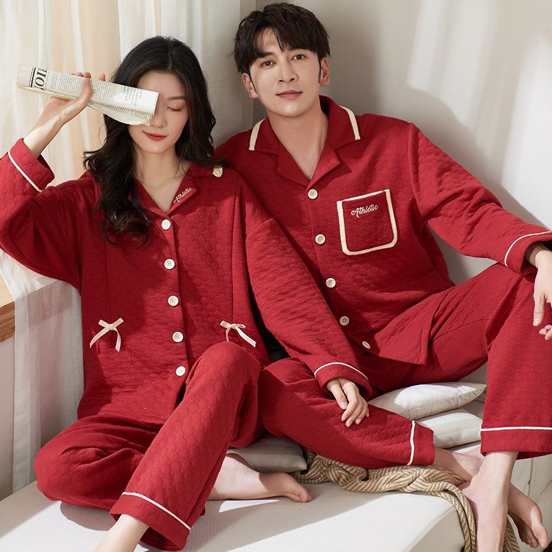 思馨坊结婚情侣睡衣女冬季纯棉加厚空气棉夹层红色本命年男家居服,女士内衣/男士内衣/家居服,睡衣/家居服套装,淘宝优惠券,粉丝福利购,淘宝优惠卷