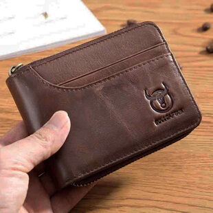 牛船长真皮短款男士钱包头层牛皮钱夹驾驶证钱包大容量多功能卡包