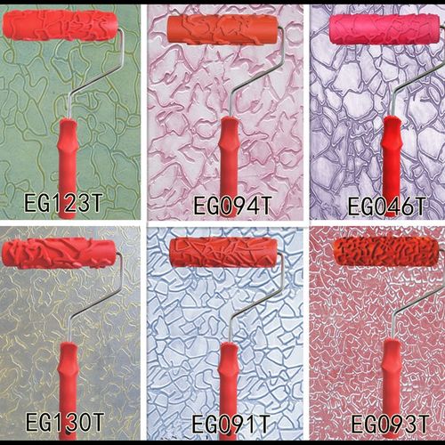 7寸新款裂纹肌理漆滚筒压花x硅藻泥滚花模具软滚印花艺术涂料工具