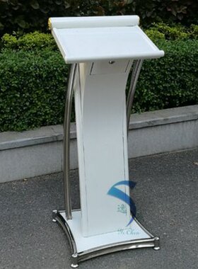 打折演讲台白色咨询台餐厅接待台不锈钢酒店迎宾台弧形前台会议台