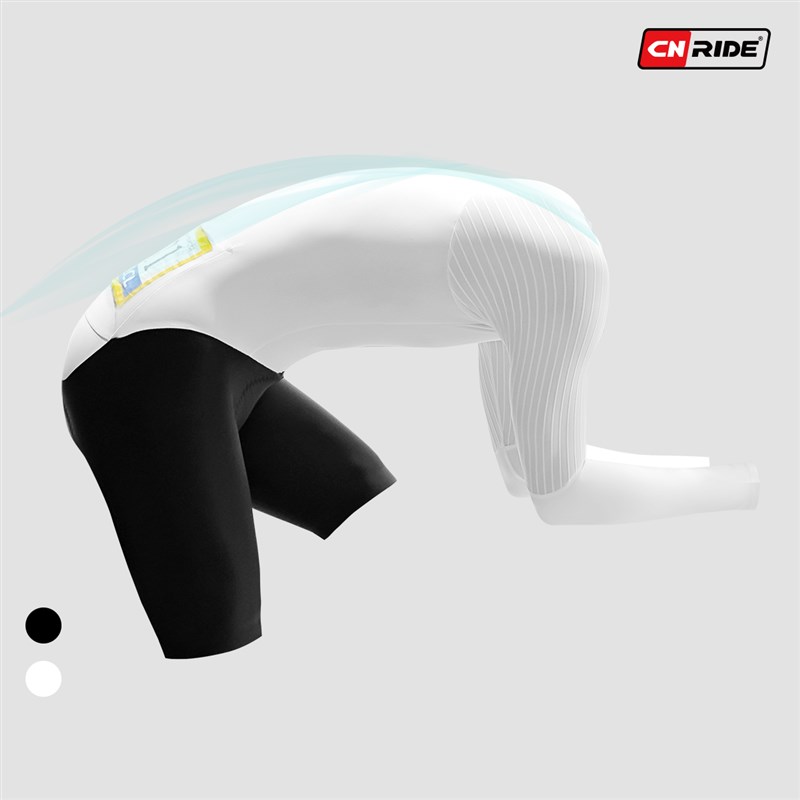 CR专业公路自g行车计时赛长袖连体服 黑白纯色TT竞技款120kg坐垫