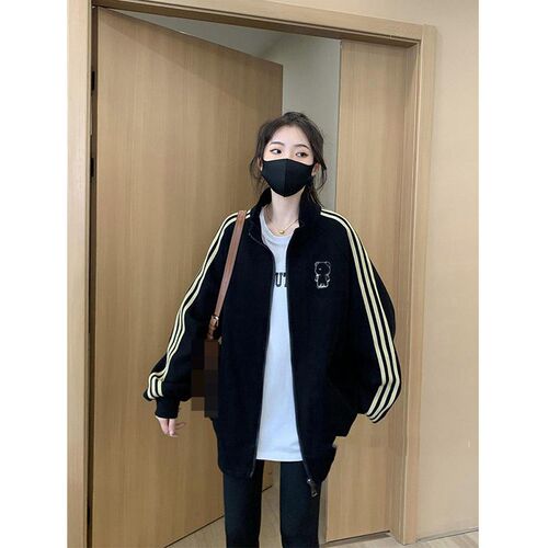 孕妇装2024新款秋冬外套黑色宽松遮肚子长袖拉链上衣春秋外穿大码