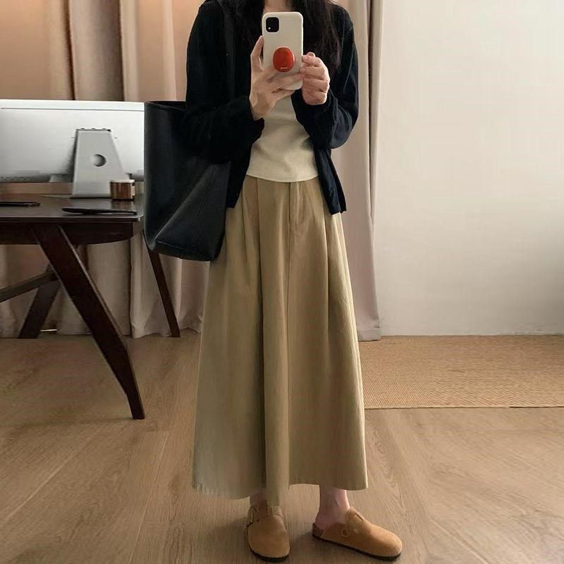 孕妇半身裙套装2025春季新款气质卡其色a字半裙复古包臀长裙伞裙