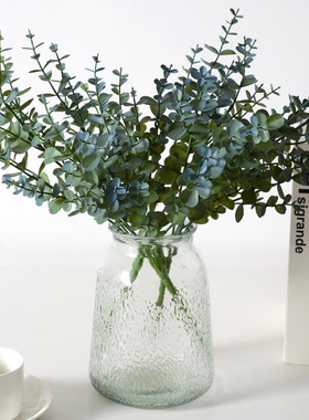 仿真把束尤加利叶子绿色家居装饰植物摆件绿化绢布仿真金钱叶