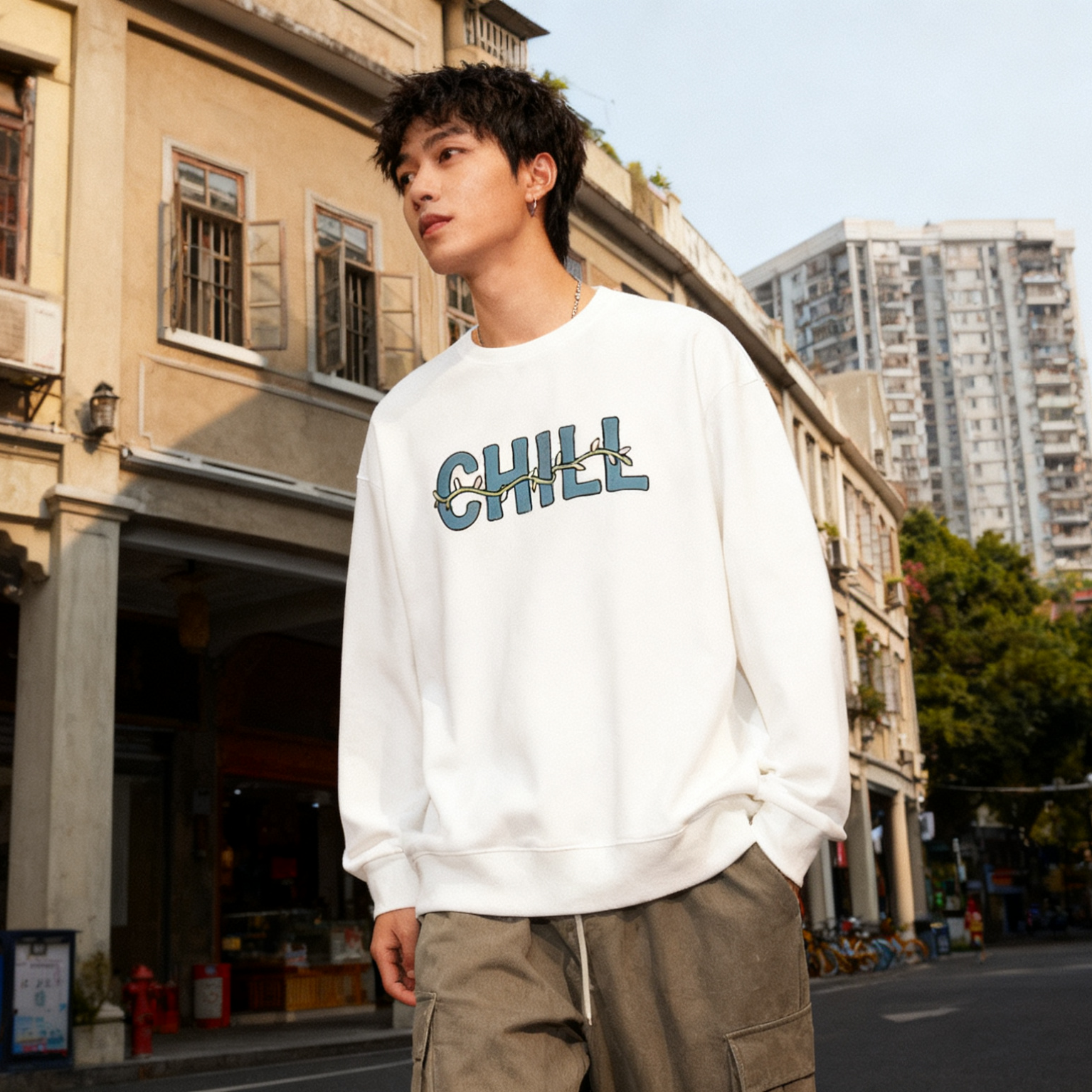 2025新款卫衣男春秋款圆领无帽潮牌青少年男款重磅上衣男宽松休闲