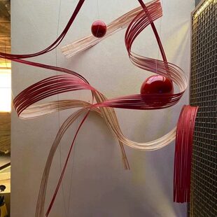 高端竹艺术装置橱窗美陈大堂空中吊饰新中式场景布置悬空竹排竹蔑