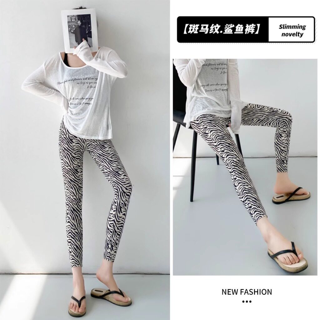 斑马纹鲨鱼裤女外穿夏季