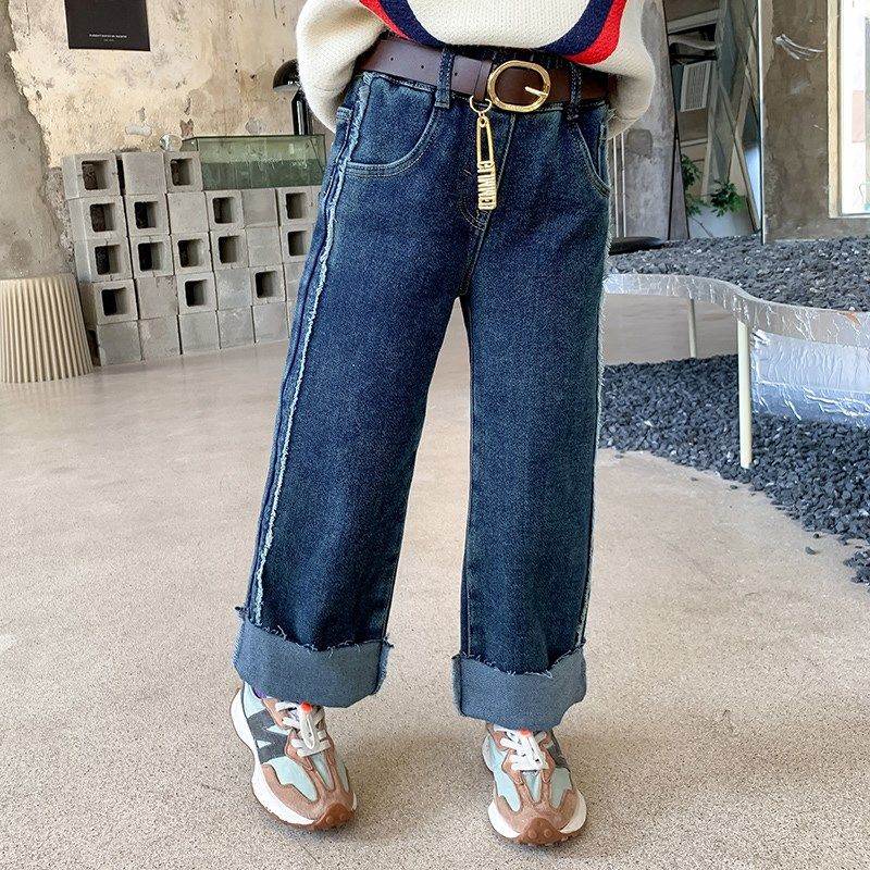 女童裤子冬季加绒加厚牛仔裤2025春秋新款儿童翻边休闲直筒裤子潮,童装/婴儿装/亲子装,儿童牛仔裤,淘宝优惠券,粉丝福利购,淘宝优惠卷