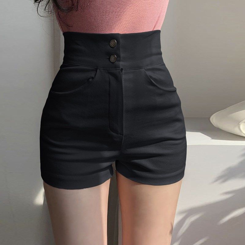 黑色短裤女2022韩版新款高腰紧身弹力包臀百搭三分休闲热裤外穿秋,女装/女士精品,休闲裤,淘宝优惠券,粉丝福利购,淘宝优惠卷