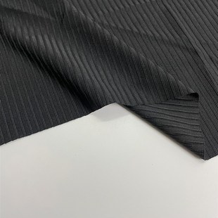 E658夏季纯色黑色坑条冰丝针织布头柔软垂坠弹力裙子上衣裤子面料