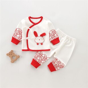 两件套刚初生宝宝内衣52码 3个月 纯棉秋衣秋裤 初生婴儿分体套装