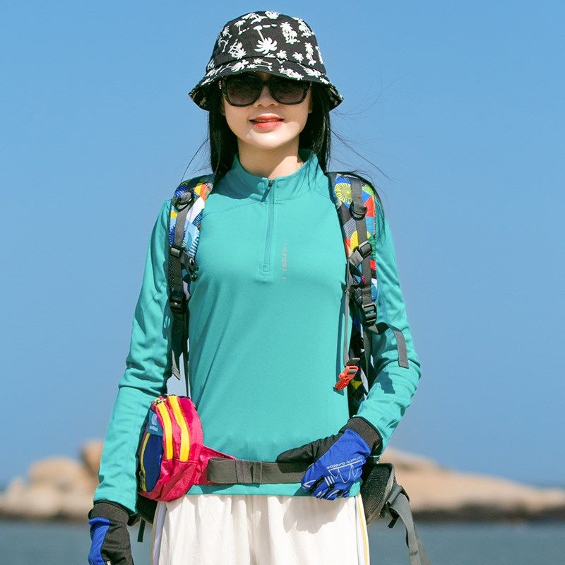 速干长袖t恤女立领2024春夏新品户外运动上衣透气徒步登山快干衣,户外/登山/野营/旅行用品,速干T恤,淘宝优惠券,粉丝福利购,淘宝优惠卷