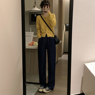 垂感直筒显瘦百搭老爹裤 宽松阔腿韩版 女2022新款 高腰泫雅仿牛仔裤