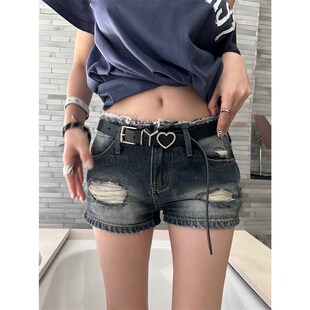女夏季 夏日冰萃辣妹破洞牛仔短裤 新款 裤 Xinlei 子女短裤 Lin