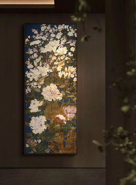 新中式餐馆走廊过道背景墙装饰画酒店餐厅玉堂富贵玄关挂画中古风