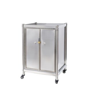 二层可移动煤气罐置物架围挡款带柜门不锈钢灶台架子落地式带门