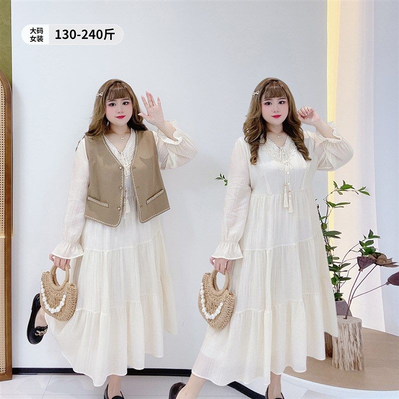 民族风肌理感显瘦套装胖仙女莹莹大码女装胖mm马甲茶歇蛋糕连衣裙,女装/女士精品,大码套装,淘宝优惠券,粉丝福利购,淘宝优惠卷