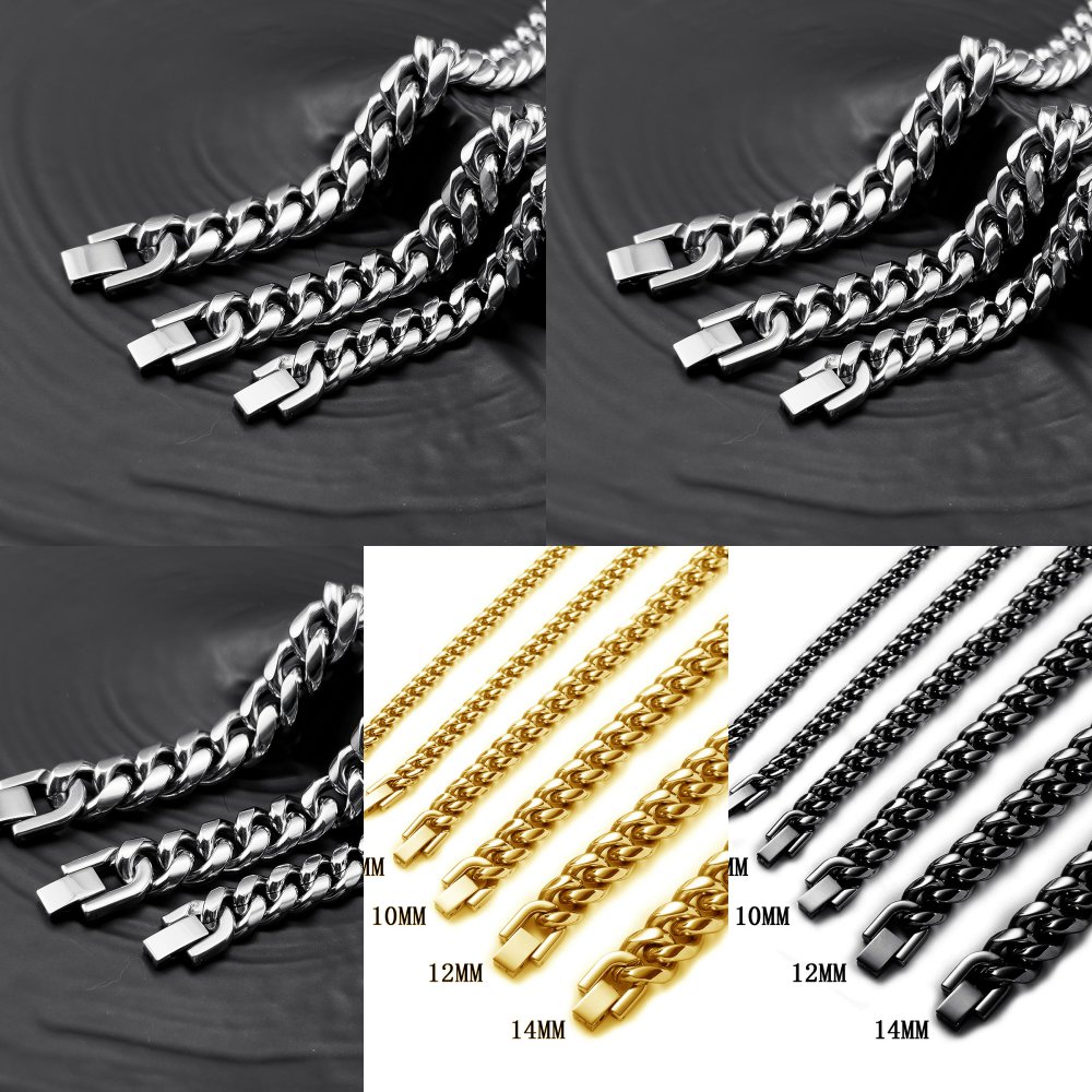 钛钢男女通用潮酷然钛钢古项链