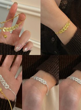 银新款S纯银爆闪碎碎冰五手链