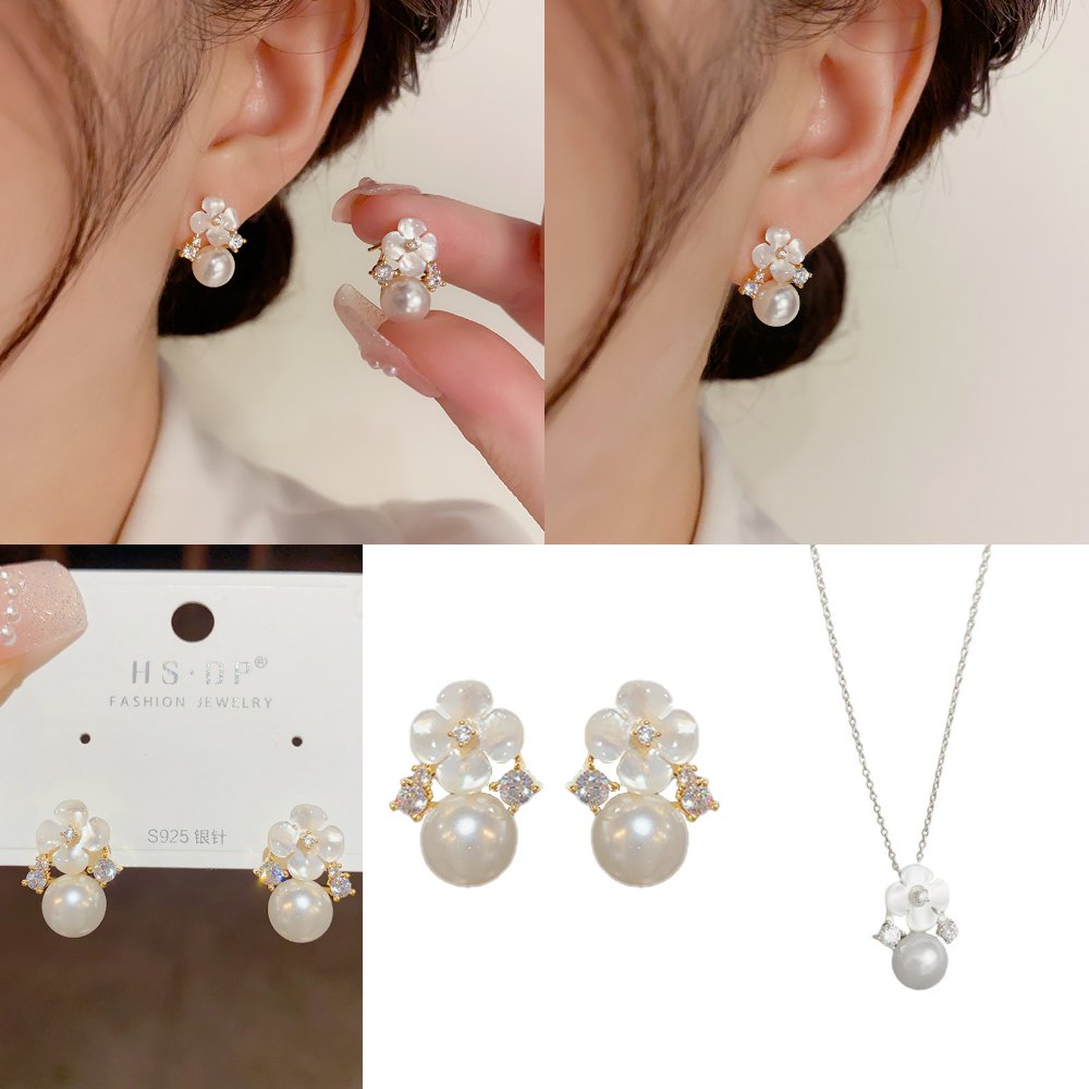 森系甜美文艺风时尚花朵珍珠耳钉