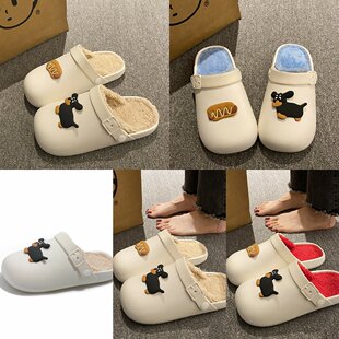 新款 网红少女冬季外穿可爱卡通暖呼呼耐穿棉拖室内居家百搭软底