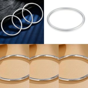 新款 直播白铜镀银手镯女夏小众传承年轻素圈实心镯子网红手环甜