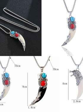 钛钢男女通用复古霸气狼牙项链