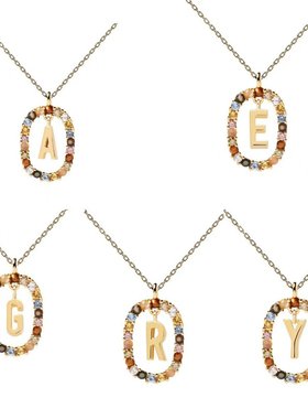 混合宝石镶嵌十字链项链