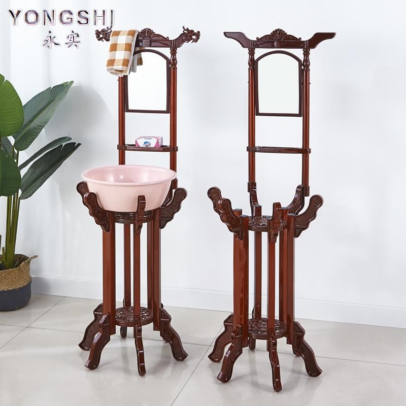 洗脸架子落地家用j木头架脸盆架落地欧式家用木质盆子洗手宿舍阳