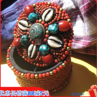 珠 尼泊尔吗哪藏首饰盒收纳盒复古联璧合饰手工宝石