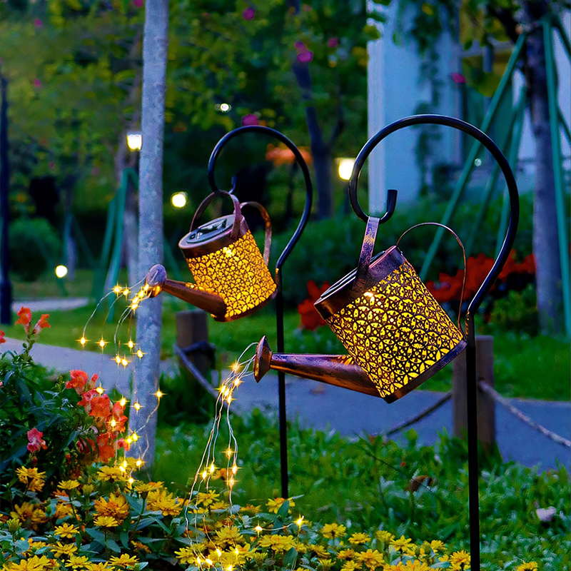户外防水景观小i夜灯太阳能庭院挂灯阳台花园布置氛围地插灯水壶