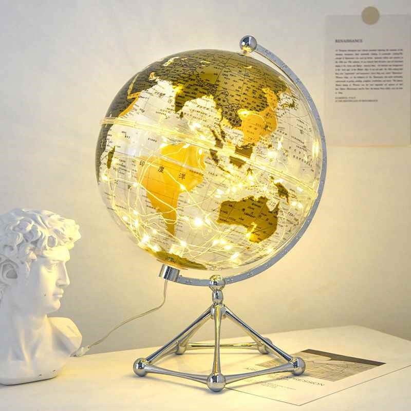 jgz透明地g球仪灯光摆件轻奢高档家居客厅电视柜酒柜办公室桌装饰