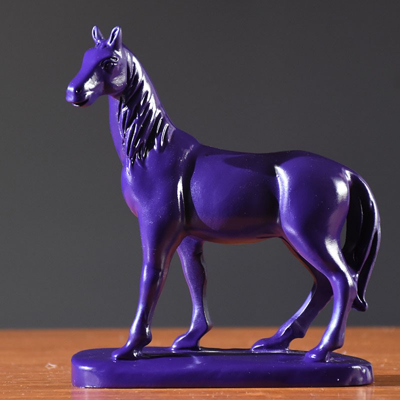 紫色实木马摆件马到n成功家居装饰品客厅办公室开业礼品仿古摆件