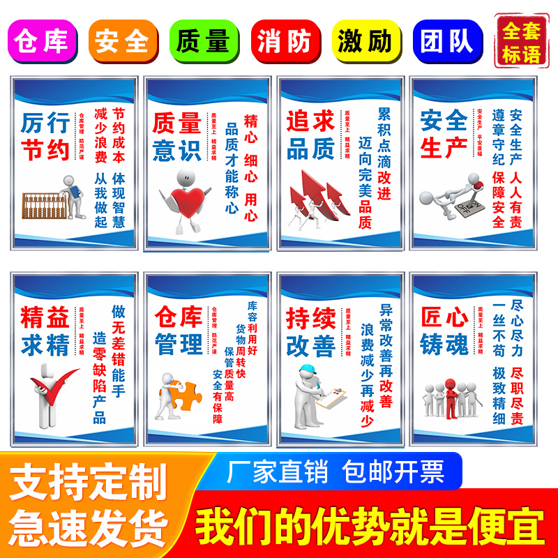 各类工厂车间消防安全质量标语牌