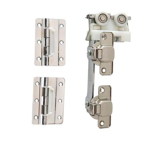 供应衣柜壁柜折叠门滑轨滑轮兴达外盖双扇折叠门滑车套件