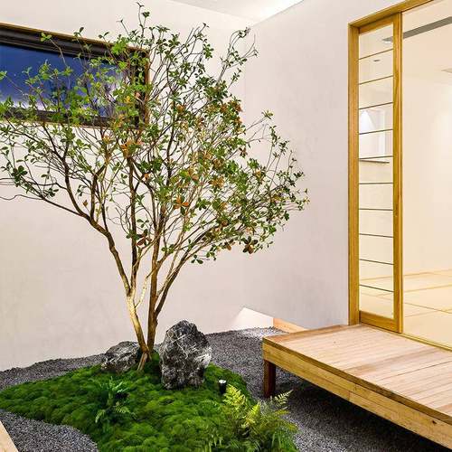 精品海岛春花仿真绿植室内装饰造景落地摆件仿生植物中式茶室景观