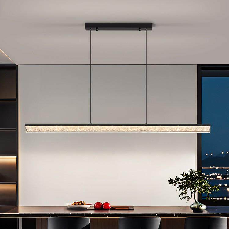 意式极简全铜树脂设计师餐厅吊灯冰裂纹一字长条灯简约现代岛台灯