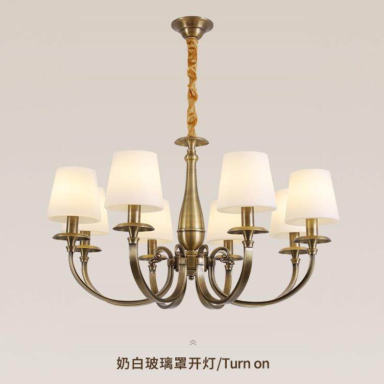复古客厅全铜美式餐厅吊灯主卧灯具创意卧室灯乡村古铜色客厅吊灯