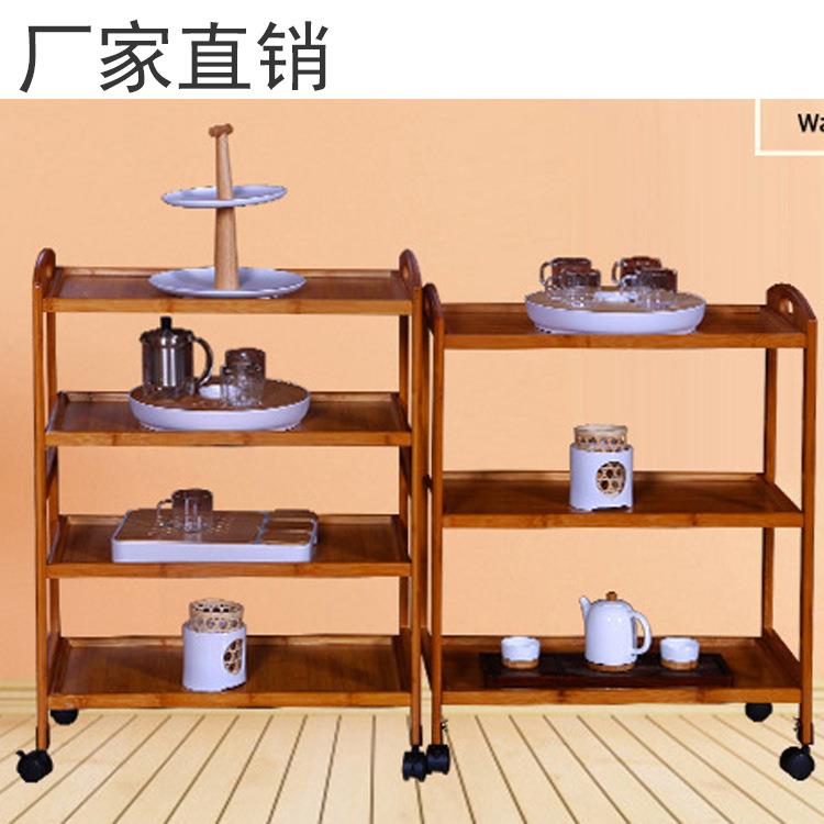 楠竹移动餐车推车火锅置物架实木家用厨房推车茶水车菜架