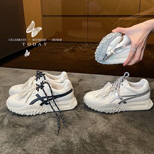 2026秋冬新款女鞋厚底柔软羊皮休闲鞋5cm厚底鞋潮流大叔家秋冬款