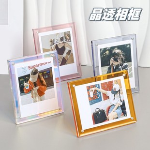 压克力透明展示i框架拍立得宽幅WIDE400照片相框小卡砖摆台透明SQ