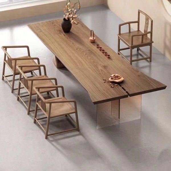 侘寂风实木茶桌创意碳化黑原木大板茶台客厅茶几公室茶桌椅组合,商业/办公家具,茶台/茶桌,淘宝优惠券,粉丝福利购,淘宝优惠卷