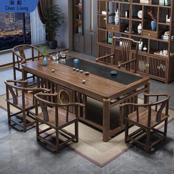 新中式茶桌椅组合实木茶桌茶台家用公阳台一体功夫泡茶几一整套,商业/办公家具,茶台/茶桌,淘宝优惠券,粉丝福利购,淘宝优惠卷