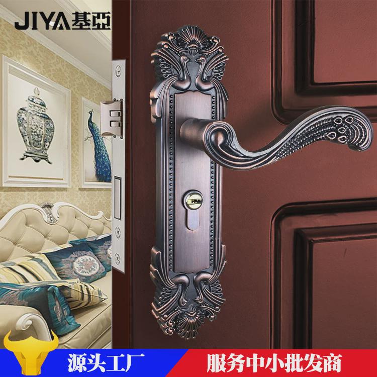 基亚锌合金红古铜欧式室内静音门锁卧室房间门锁实V木门锁执手锁