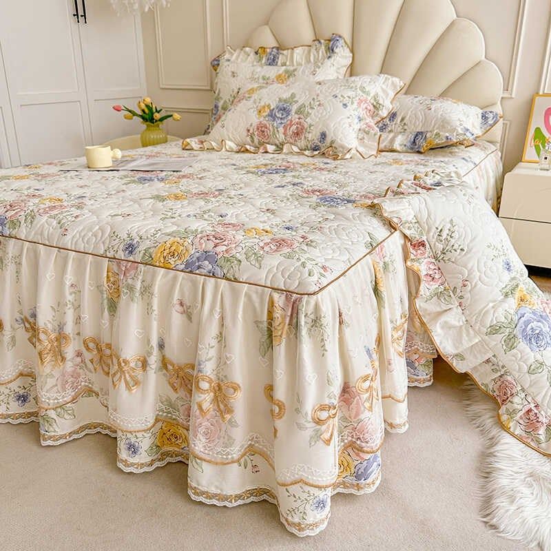 公主风蕾丝花边全棉夹棉床裙三四件套纯棉单件床罩保护套四季通用,床上用品,床裙,淘宝优惠券,粉丝福利购,淘宝优惠卷