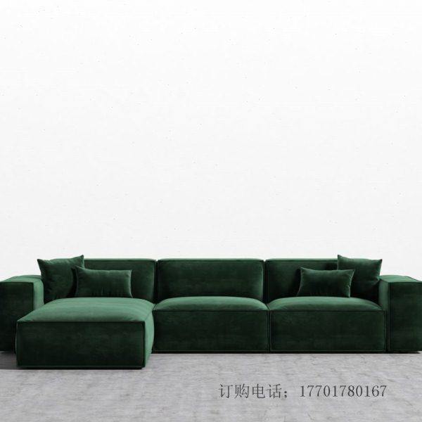 意式轻奢民宿酒店别墅客厅办公接待商务工作室方块绿色转角布沙发,住宅家具,布艺沙发,淘宝优惠券,粉丝福利购,淘宝优惠卷